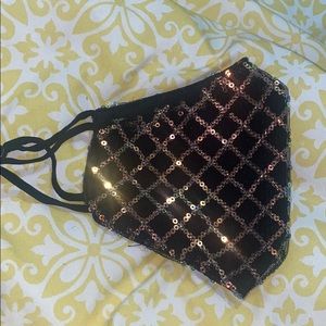Brand new black mask with gold sequin